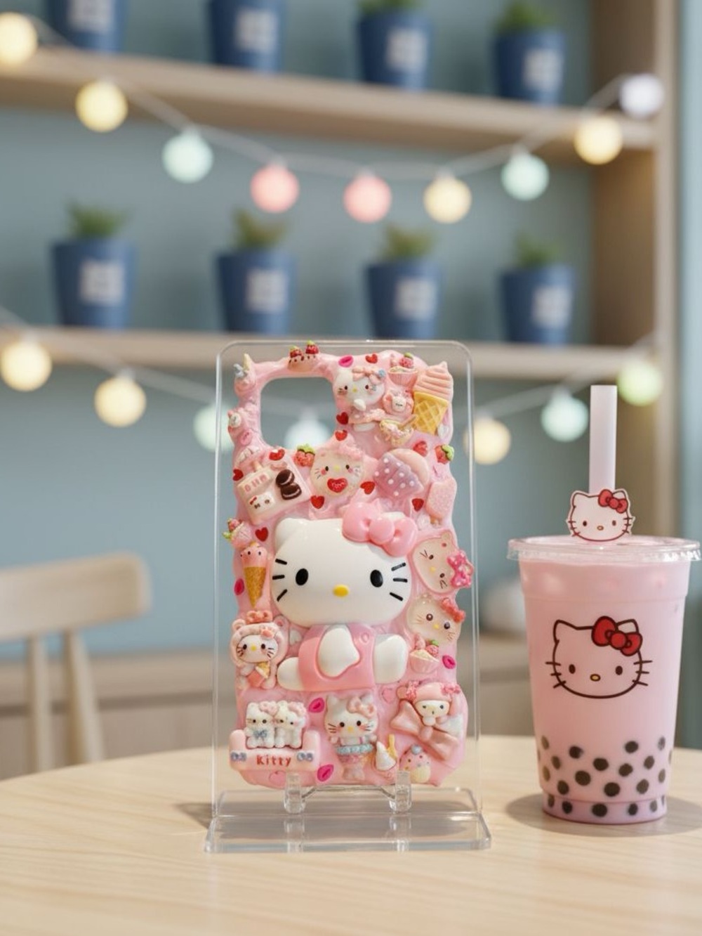 Sanrio Hello Kitty Pink Decoden Phone Case with Dessert Charms Any Phone Model